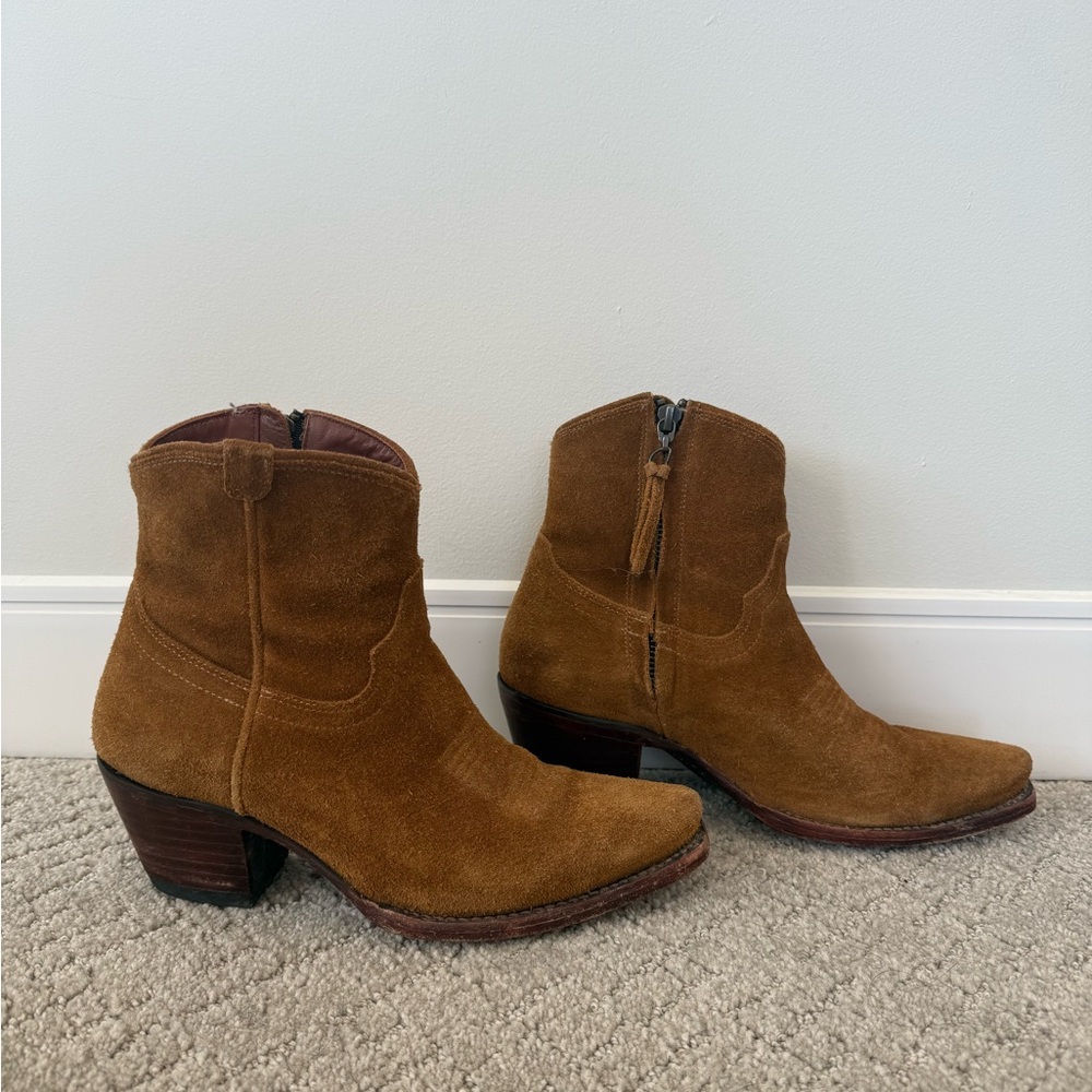 Tecovas Tan Suede Ankle Booties